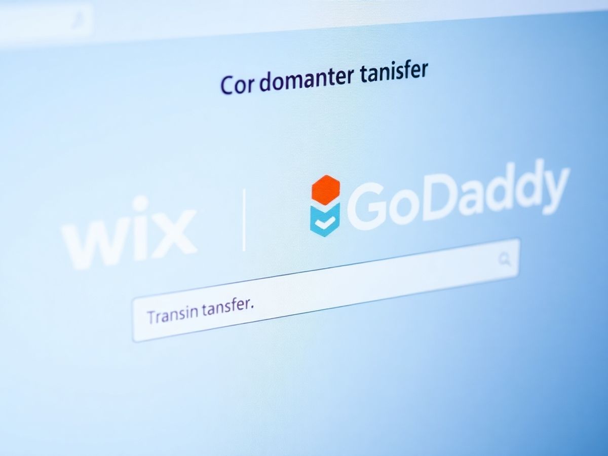 Computer screen showing domain transfer between Wix and GoDaddy.